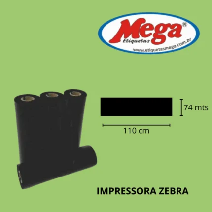Ribbon 110x74 cera para Impressora Argox / Zebra / Elgin
